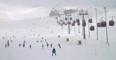 People ski at Erciyes Ski Resort, Kayseri, central Turkey, April 10, 2021. (AA Photo)