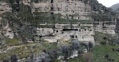 A view from the Phrygian rock-carved houses in Bolu, northern Turkey, April 11, 2021. (AA Photo)