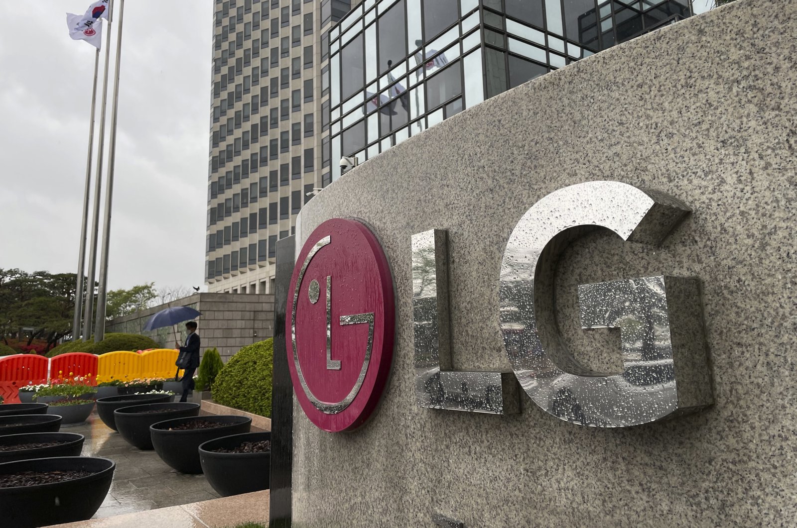 A logo of LG Electronics Inc. is seen outside the company's office building in Seoul, South Korea, April 12, 2021. (AP Photo)