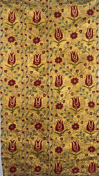 A Turkish textile embroidered with tulip motifs from the National Museum in Warsaw, Poland. 