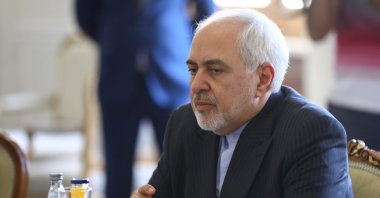 Iranian Foreign Minister Javad Zarif during his meeting with Russian Foreign Minister Sergei Lavrov (not pictured) in Tehran, Iran, April 13, 2021. (EPA Photo)