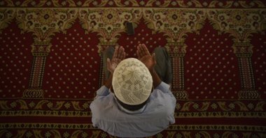 A Nepalese Muslim performs the ritual Friday prayer in a mosque at Nepal Jame Masjid, Kathmandu, Nepal, Dec. 18, 2020. (NurPhoto via Getty Images)