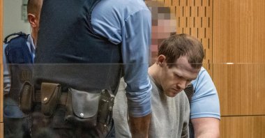 Brenton Tarrant, who shot and killed worshippers in the Christchurch mosque attacks, is seen during his sentencing at the High Court in Christchurch, New Zealand, Aug. 25, 2020. (REUTERS Photo)