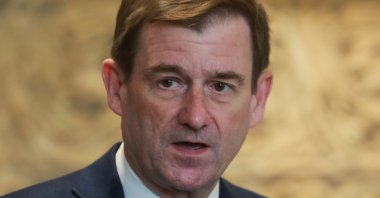 U.S. Under Secretary of State for Political Affairs David Hale speaks after a meeting with Lebanese Parliament Speaker Nabih Berri in Beirut, Lebanon, April 14, 2021. (Reuters Photo)