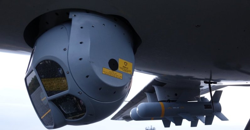 A Bayraktar TB2 drone is equipped with Aselsan's electro-optic reconnaissance, surveillance and targeting system CATS and Roketsan's MAM-L smart ammunition, Tekirdağ, northwestern Turkey, Nov. 6, 2020. (AA Photo)