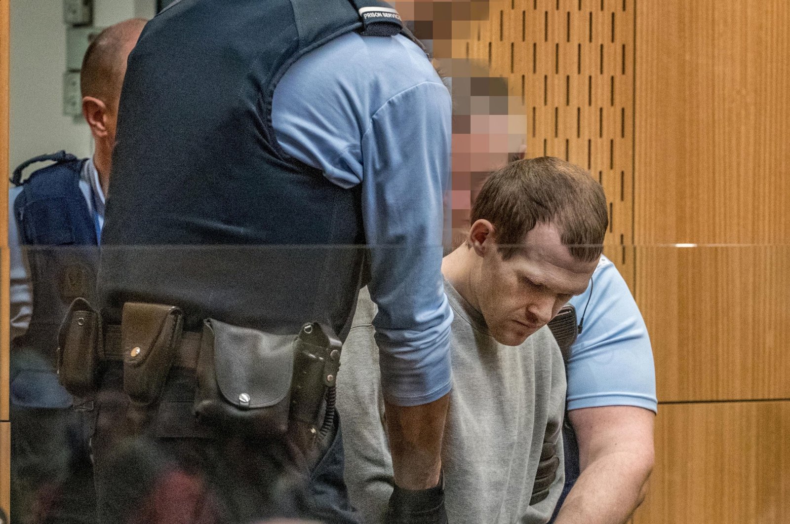Brenton Tarrant, who shot and killed worshippers in the Christchurch mosque attacks, is seen during his sentencing at the High Court in Christchurch, New Zealand, Aug. 25, 2020. (REUTERS Photo)