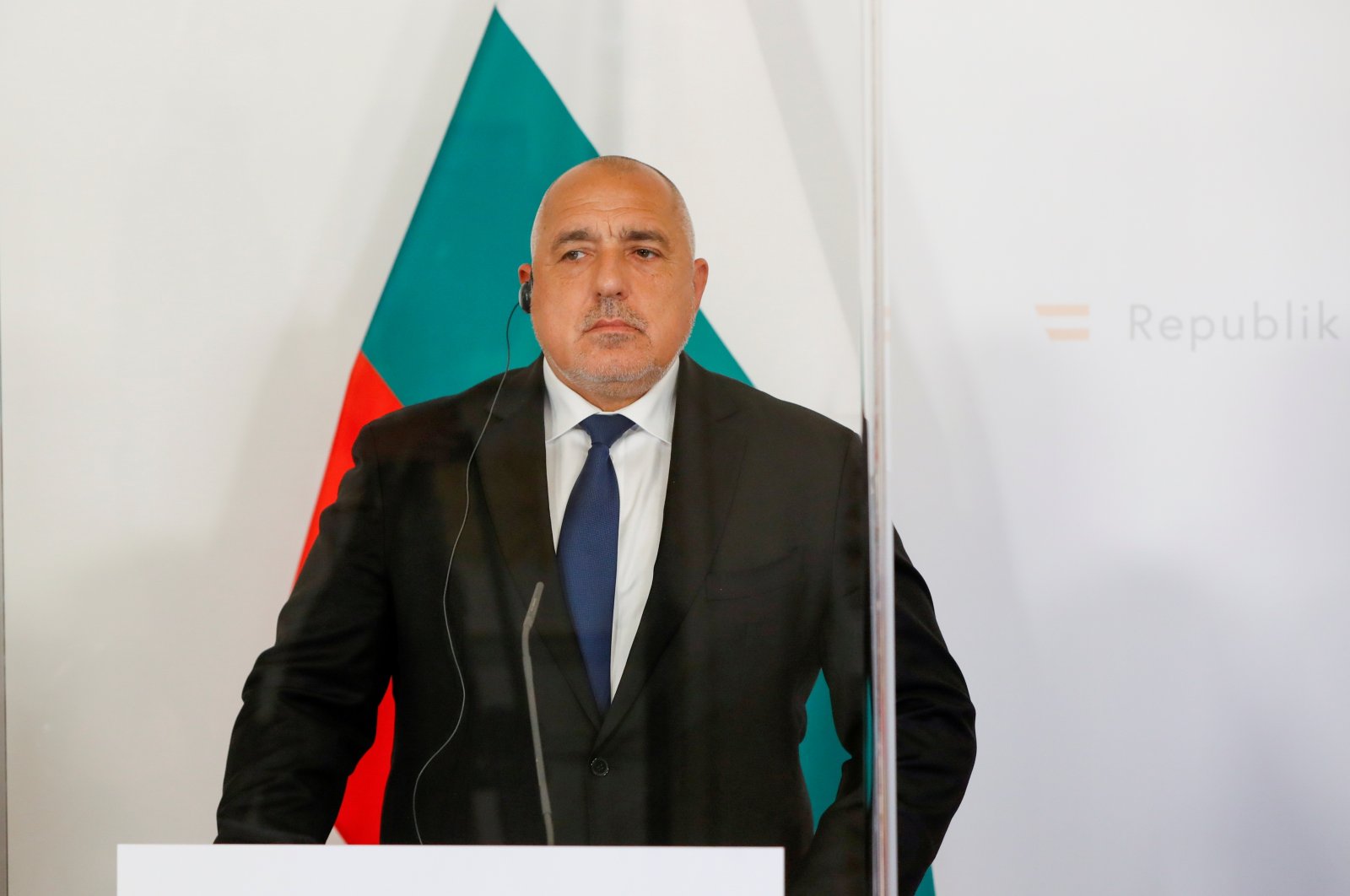 Bulgaria's Prime Minister Boyko Borissov attends a news conference in Vienna, Austria, March 16, 2021. (REUTERS Photo)