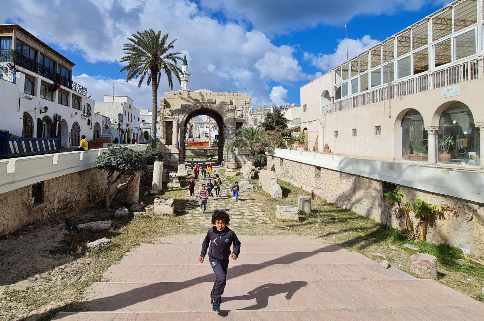 Children play in the old city, which is undergoing infrastructure rehabilitation work, Tripoli, Libya, March 23, 2021. (AFP Photo)