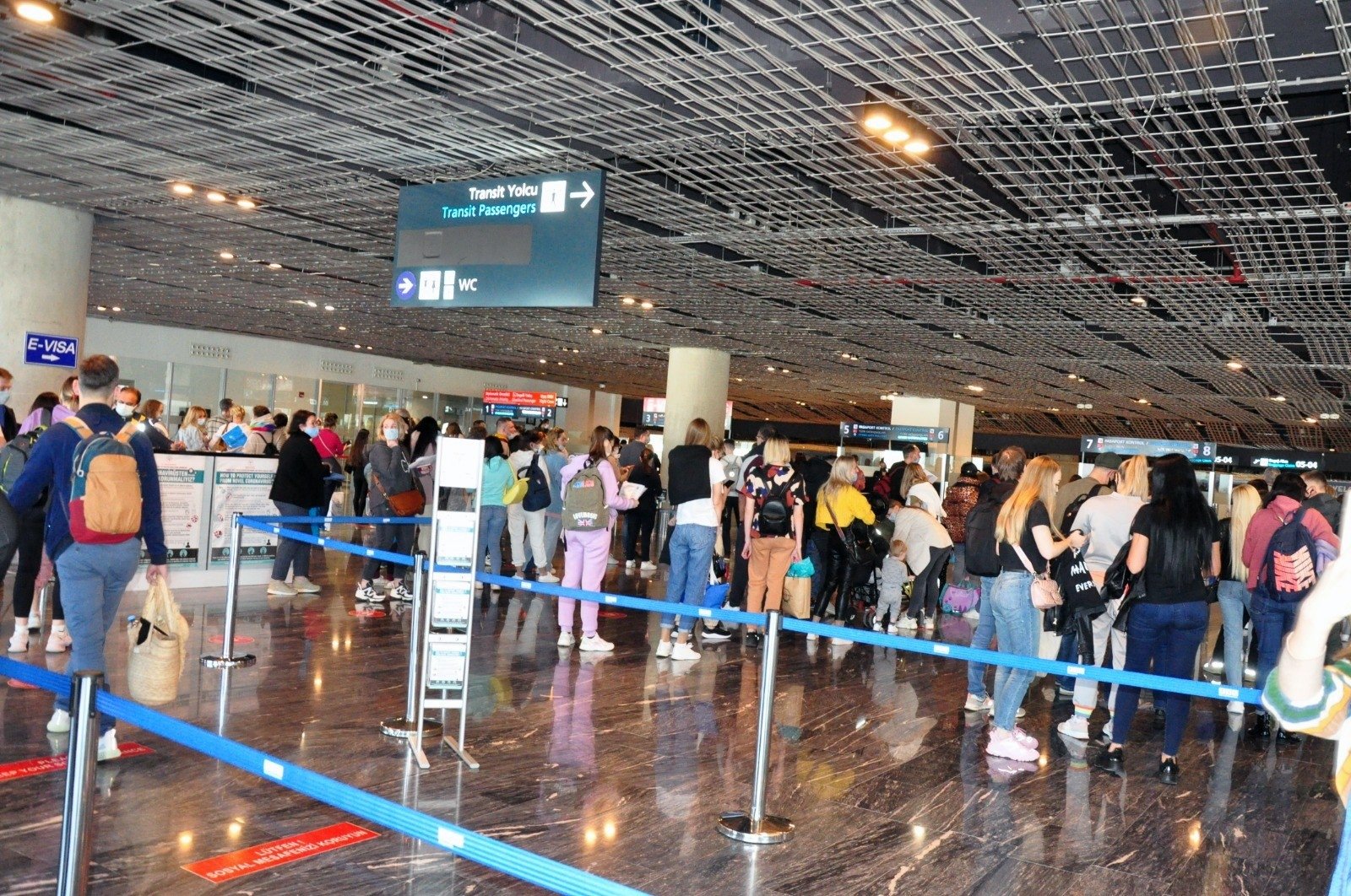 Russian tourists arrive at Milas-Bodrum Airport, Bodrum, southwestern Turkey, April 11, 2021. (IHA Photo)