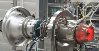 A screenshot from the video showing the test on TEI-TJ300 engine, April 16, 2021. 