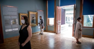 Visitors admire the art at an exhibition at the Sakıp Sabancı Museum in Istanbul, Turkey, June 9, 2020. (Daily Sabah File Photo)  