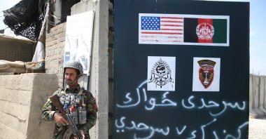 An Afghan Army soldier stands guard outside a military base that was previously in use by the U.S. soldiers, in Haska Meyna district of Nangarhar province, Afghanistan, April 14, 2021. (EPA Photo)