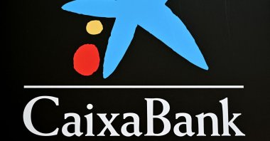 Spanish bank CaixaBank's logo in Madrid, Spain, Sept. 4, 2020. (AFP Photo)