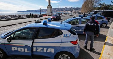 Police cars parked in Naples, Italy, March 20, 2021. (Reuters Photo)