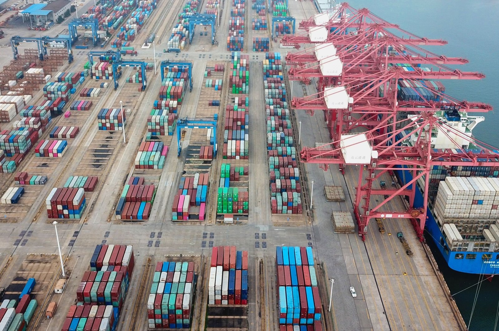 Containers stacked at a port in Lianyungang in China's eastern Jiangsu province, July 14, 2020. (AFP Photo)