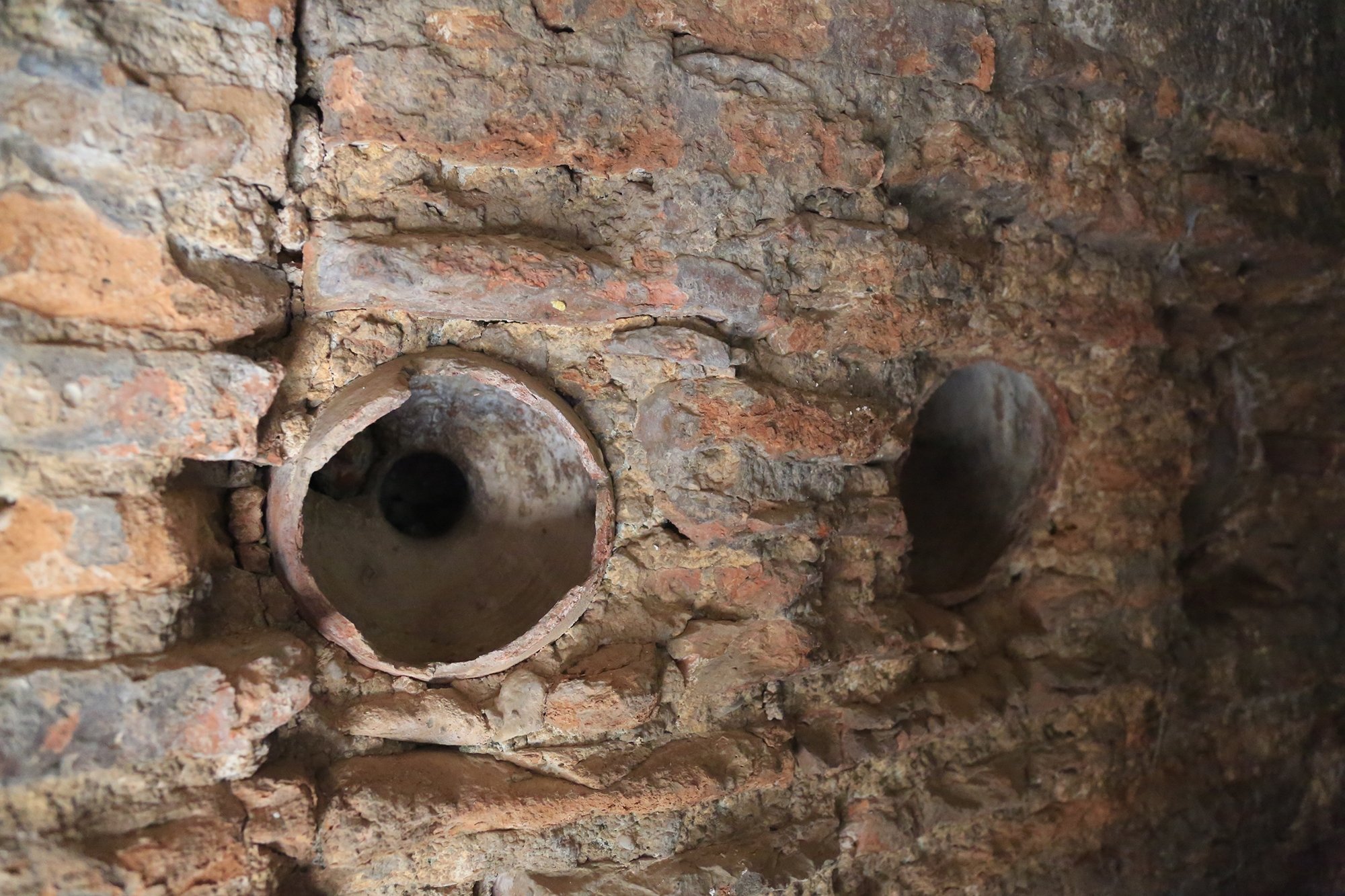 Earthenware jugs placed in the interior walls of the Yelli mosque, Muğla, southwestern Turkey, April 20, 2021. (AA Photo)