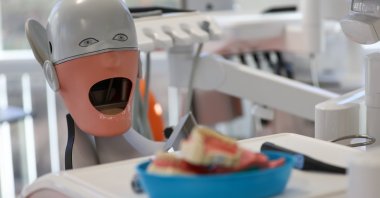 A "phantom patient" waits at the dentistry department at Leipzig University in Saxony, Leipzig, Germany, Jan. 21, 2021. (Getty Images)