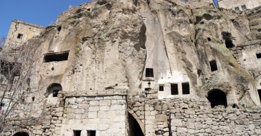 Bright sunshine illuminates the underground city of Monastery Valley carved out of the rock itself, Aksaray, central Turkey, April 20, 2021. (AA Photo)