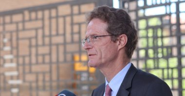 European Union envoy to Turkey, Nikolaus Meyer-Landrut, talks during his visit to Adana, southern Turkey, April 21, 2021 (Photo: Daily Sabah)