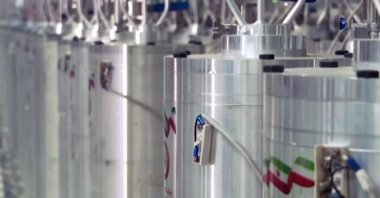 In this image made from an April 17, 2021 video released by the state-run Islamic Republic Iran Broadcasting (IRIB), various centrifuge machines line the hall damaged on Sunday, April 11, 2021, at the Natanz Uranium Enrichment Facility, some 200 miles (322 kilometers) south of the capital Tehran, Iran. (IRIB via AP, File)