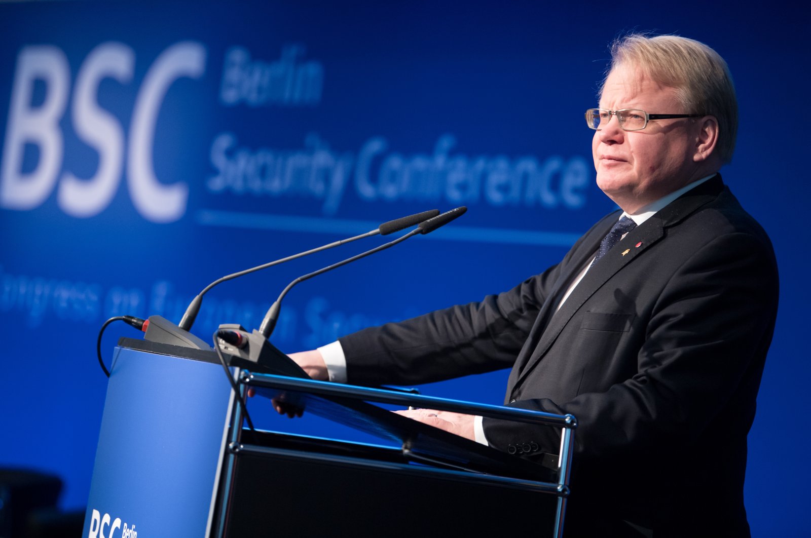 Swedish Defence Minister Peter Hultqvist speaks during the Berlin Security Conference on European Security and Defence in Berlin, Germany, Nov. 28, 2017. (Photo by Getty Images)