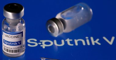 Phial labelled "Sputnik V coronavirus disease (COVID-19) vaccine," March 24, 2021. (Reuters Photo)