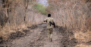 A ranger patrols Dinder National Park, about 400 kilometers (248 miles) southeast of the capital, Khartoum, Sudan, April 7, 2021. (AFP Photo)