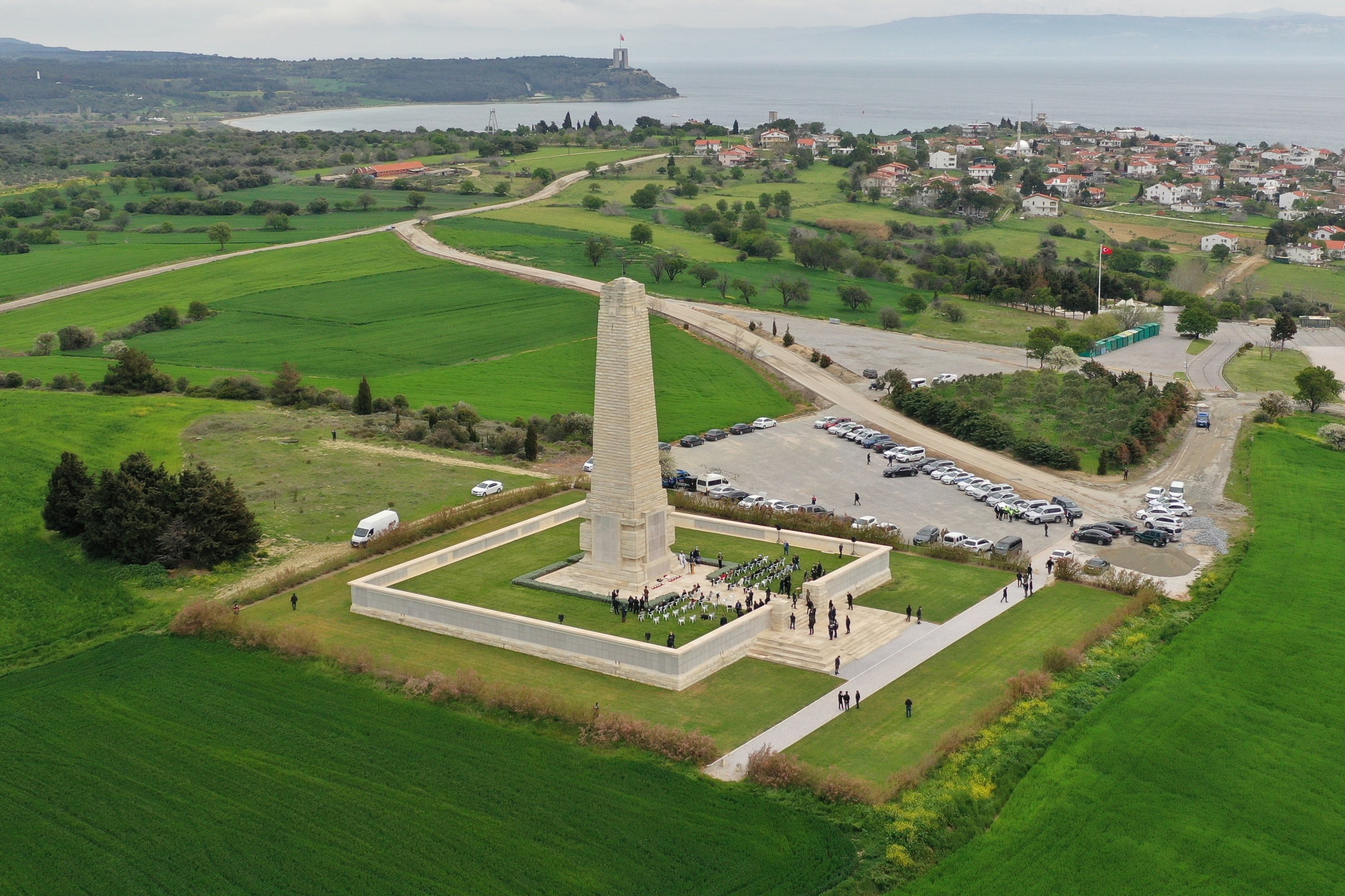 General view of a ceremony at the Cape Helles British Memorial to mark the 106th anniversary of the WWI battle of Gallipoli, amid the COVID-19 pandemic, in Çanakkale, Turkey, April 24, 2021. (Reuters Photo)
