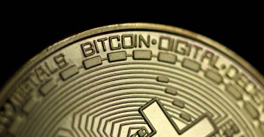 A physical imitation of a Bitcoin is pictured in Dortmund, western Germany, Jan. 26, 2020. (AFP Photo)