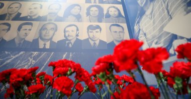 Turkey's Directorate of Communications opens an exhibition in memory of Turkish diplomats killed by Armenian terrorists, in Los Angeles, U.S., April 24, 2021. (AA)