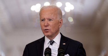 President Joe Biden holds speaks about the COVID-19 pandemic during a press-time address from the East Room of the White House in Washington, D.C., U.S., March 11, 2021. (AP Photo)