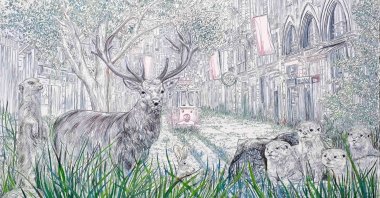 Seydi Murat Koç, "The Day After Series 3," 2021, oil on canvas, 90 by 140 centimeters. (Courtesy of Ferda Art Platform)