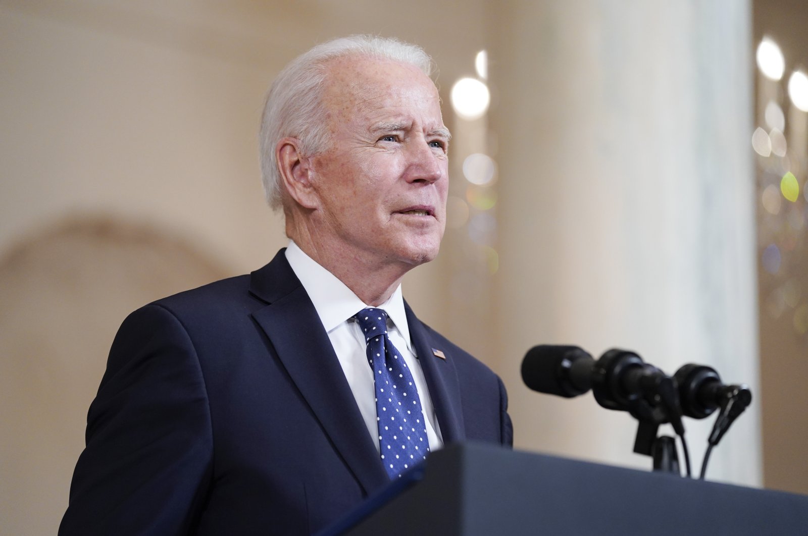 President Joe Biden speaks Tuesday, April 20, 2021, at the White House in Washington, D.C., U.S., April 20, 2021. (AP Photo)
