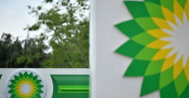 BP logos are seen at a BP petrol and diesel filling station in Hildenborough, south-east of London, U.K., June 15, 2020. (AFP Photo)
