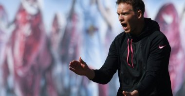 RB Leipzig coach Julian Nagelsmann reacts during a Bundesliga match against VfB Stuttgart, Red Bull Arena, Leipzig, Germany, April 25, 2021.