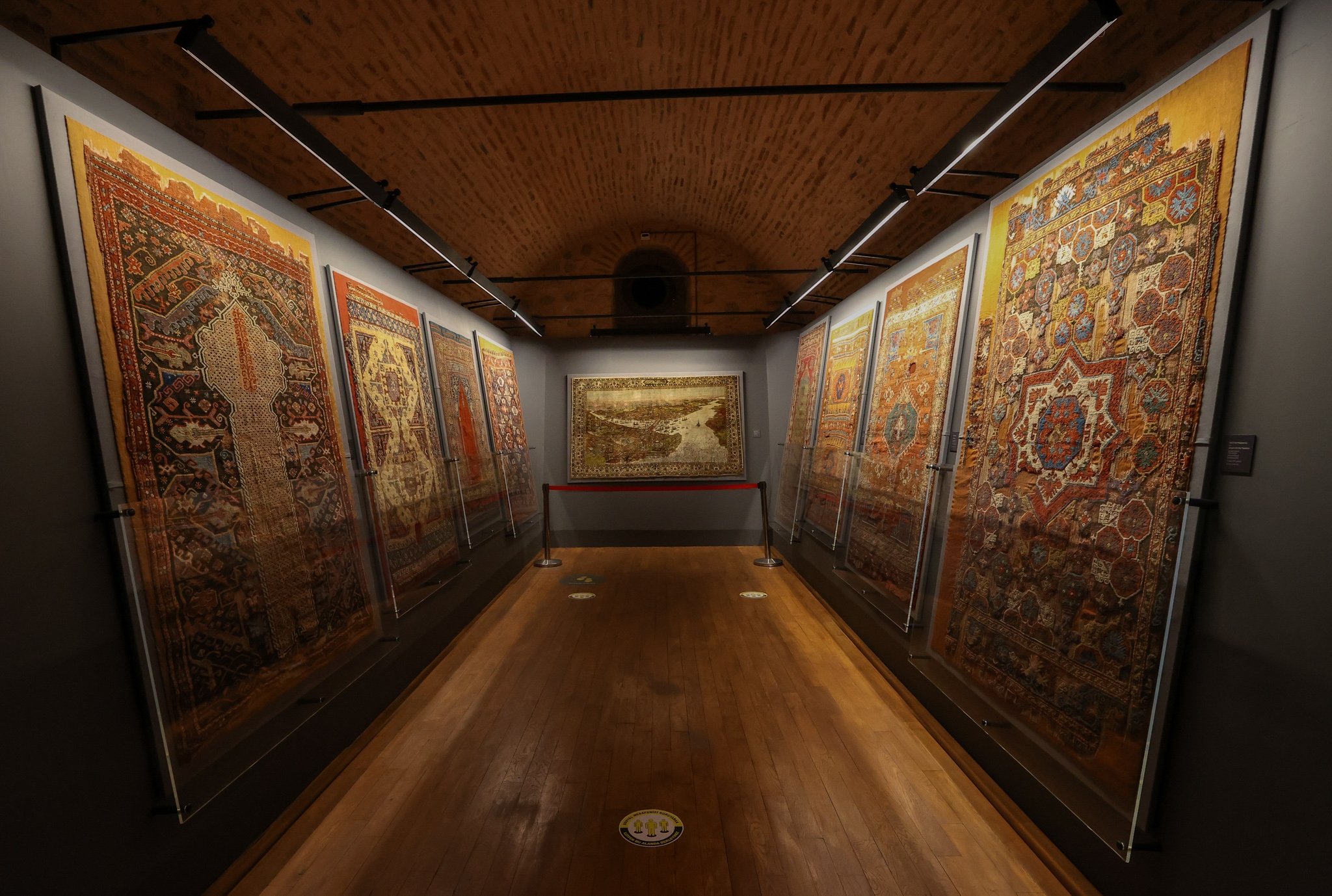 Historical carpets decorated with different motifs and pictures are on display at the Turkish and Islamic Arts Museum in Istanbul, Turkey, April 26, 2021. (AA Photo)