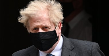 British Prime Minister Boris Johnson departs 10 Downing Street for Prime Minister's Questions at parliament in London, Britain, April 28, 2021. (EPA Photo)