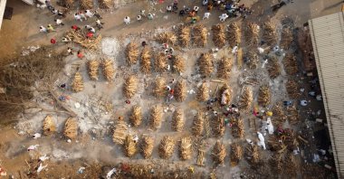 Grounds are prepared for mass cremation of COVID-19 victims in New Delhi, India, April 28, 2021. (Reuters Photo)