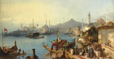 A painting by the famous Belgian Orientalist artist Jacobus Albertus Michael Jacobs, known as Jacob Jacobs, shows a view of Istanbul during the Ottoman Empire period in 1842. (Photo by Getty Images)