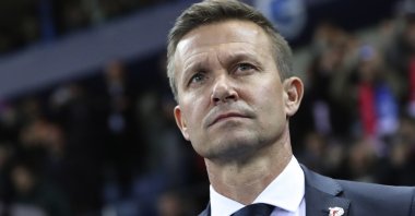 Salzburg coach Jesse Marsch stands on the sidelines during a Champions League match against Genk at the KRC Genk Arena, Genk, Belgium, Nov. 27, 2019.