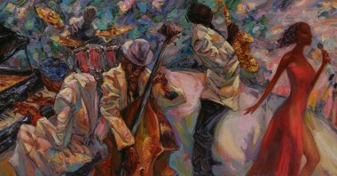 An oil painting from the "Sounds of Jazz" series by artist Roman Nogin. (Shutterstock Photo)