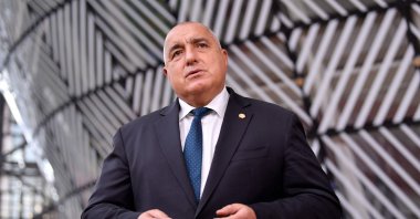 Bulgaria's Prime Minister Boyko Borisov addresses journalists as he arrives at the European Union headquarters' Europa building prior to an EU summit in Brussels, Belgium, Dec. 10, 2020. (AFP Photo)