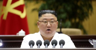 North Korean leader Kim Jong Un delivers a closing speech at the Sixth Conference of Cell Secretaries of the Workers' Party of Korea in Pyongyang, North Korea, April 8, 2021. (Reuters Photo)