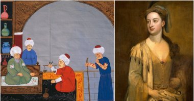 Ottoman manuscripts depict one of the fathers of early medicine, Ibn Sina, known in the West as Avicenna, treating patients with smallpox (L), but it wasn't until Lady Mary Wortley Montagu (R) saw it in Turkey that Europe developed the modern vaccine. (Istanbul University Library/Universal Images Group via Getty Images)