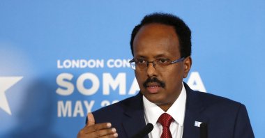 Somali President Mohamed Abdullahi Mohamed speaks during a press conference after the Somalia Conference in London, U.K., May 11, 2017. (AP Photo)