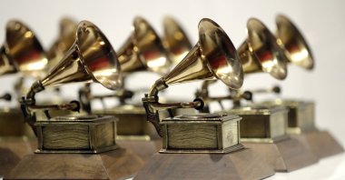 Various Grammy Awards are displayed at the Grammy Museum Experience at Prudential Center in Newark, New Jersey, U.S., Oct. 10, 2017. (AP Photo)