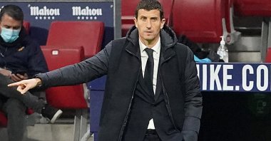 Valencia CF's coach Javi Gracia during a La Liga match against Atletico Madrid, Madrid, Spain, Jan. 24, 2021. (Reuters Photo)