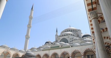 The sun shines on the Grand Çamlıca Mosque, Istanbul, Turkey, May 3, 2021. (AA PHOTO)