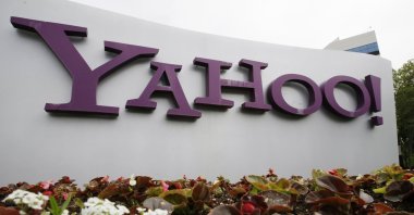 The Yahoo logo is displayed outside of offices in Santa Clara, California, U.S., April 18, 2011. (AP Photo)