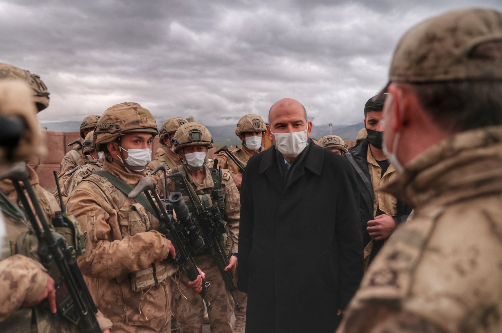 Interior Minister Süleyman Soylu visits troops near the Iraq border in eastern Ağrı province, Turkey, May 1, 2021. (DHA Photo)